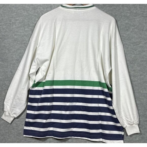 Vtg Hang Ten Mens Sweatshirt Regatta Nautical Striped Collared Made in USA Sz L - Picture 5 of 5